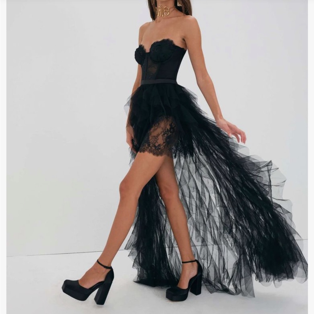 For Love & Lemons bustier gown in black